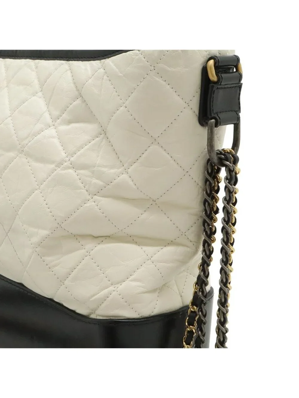 Chanel Gabriel de Large Hobo Chain Shoulder Bag Calfskin Bicolor White Black